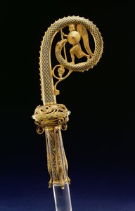 Crozier Head: São Miguel e o Dragão, 1210-25 (cobre dourado com esmaltado champleve)